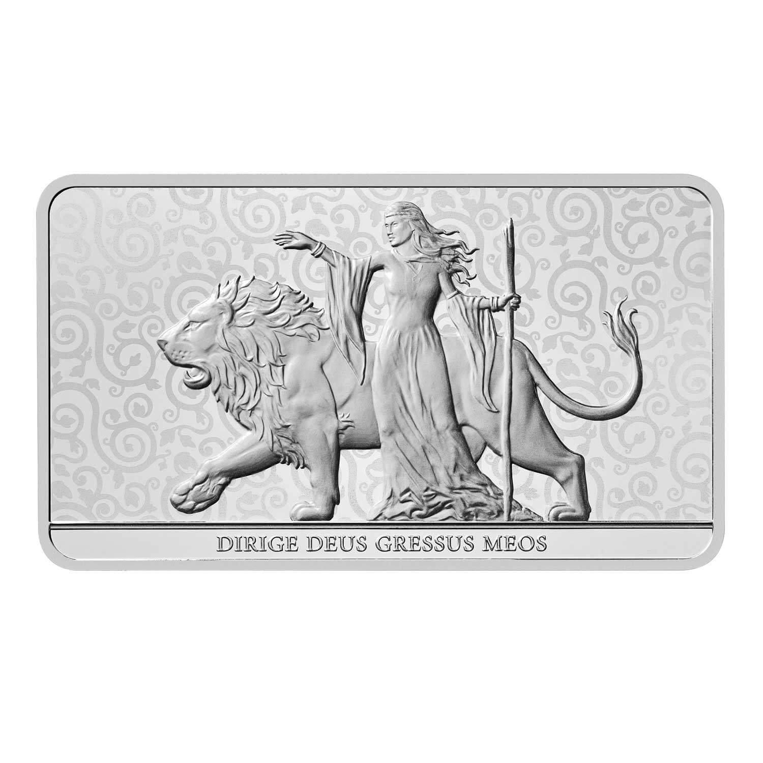 Una and the Lion 10oz Silver Minted Bar front